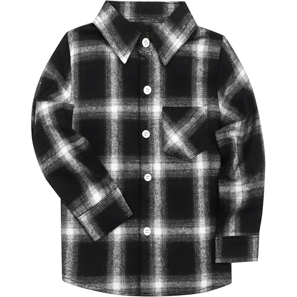 177 NWT PatPat Kids Plaid Long Sleeve Button Front Flannel  Shirt -‎ Size: 8-9Y